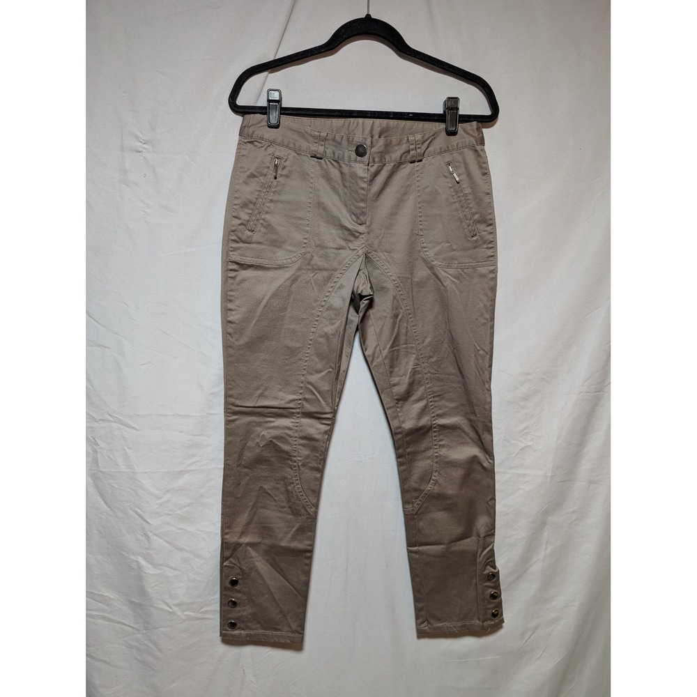 H&M Divided Taupe Khaki Brown Skinny Pants Button Ankles Cotton Women's 10